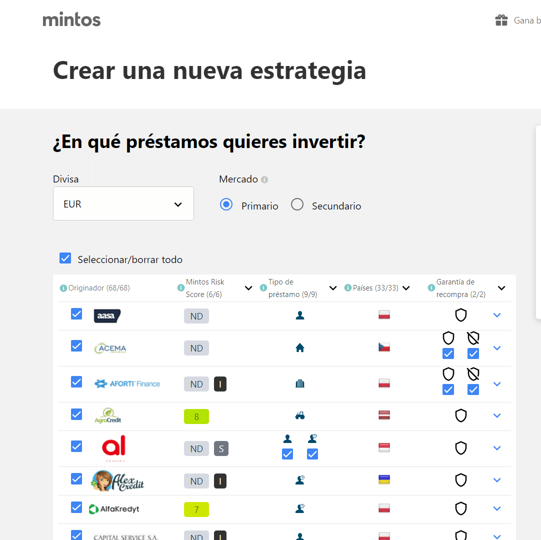Autoinvertir Mintos