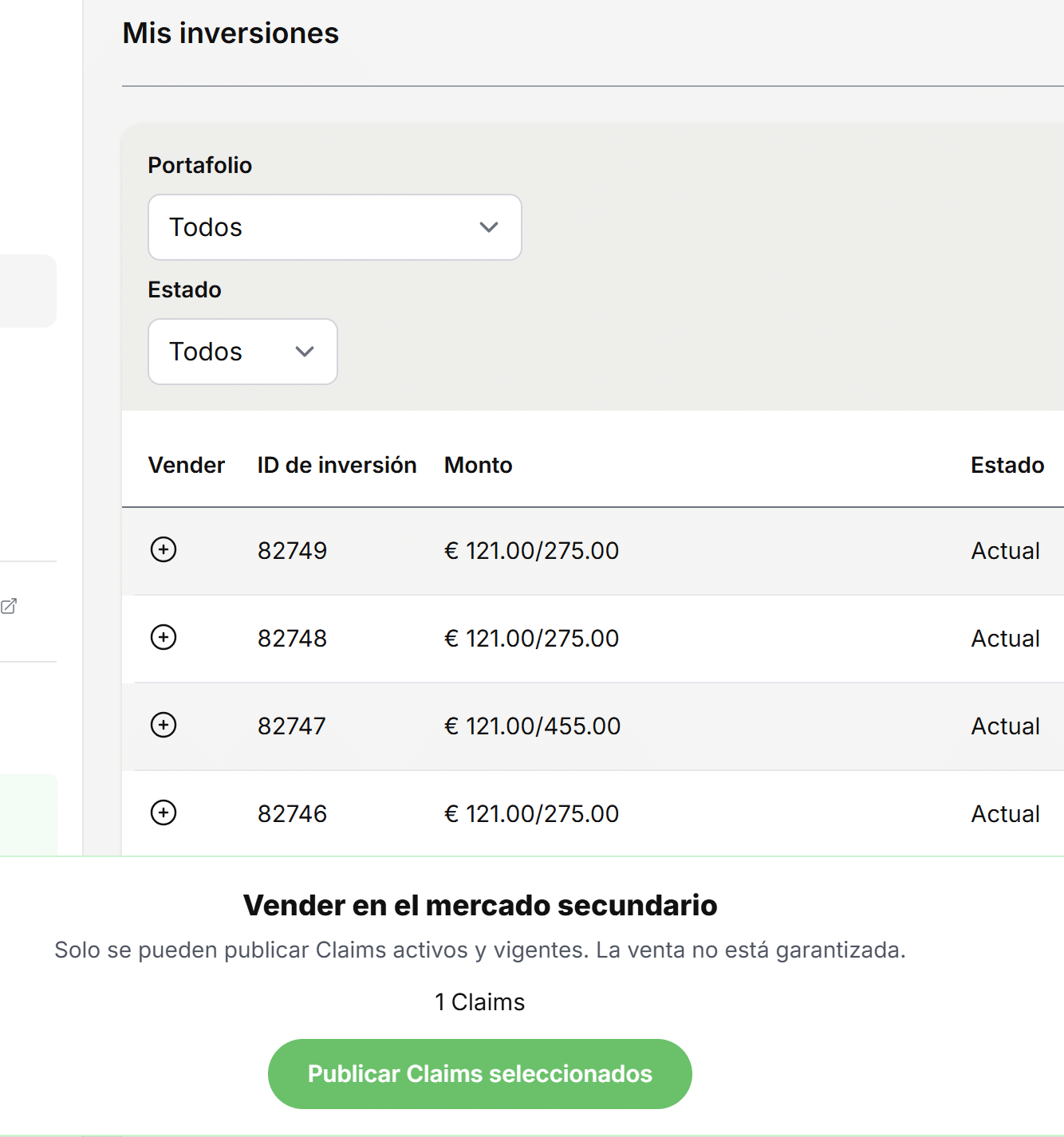 revest mercado secundario